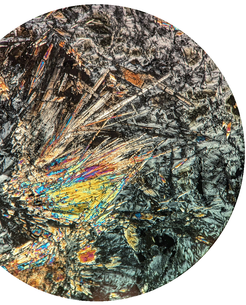 thin section image of amphibole in serpentine