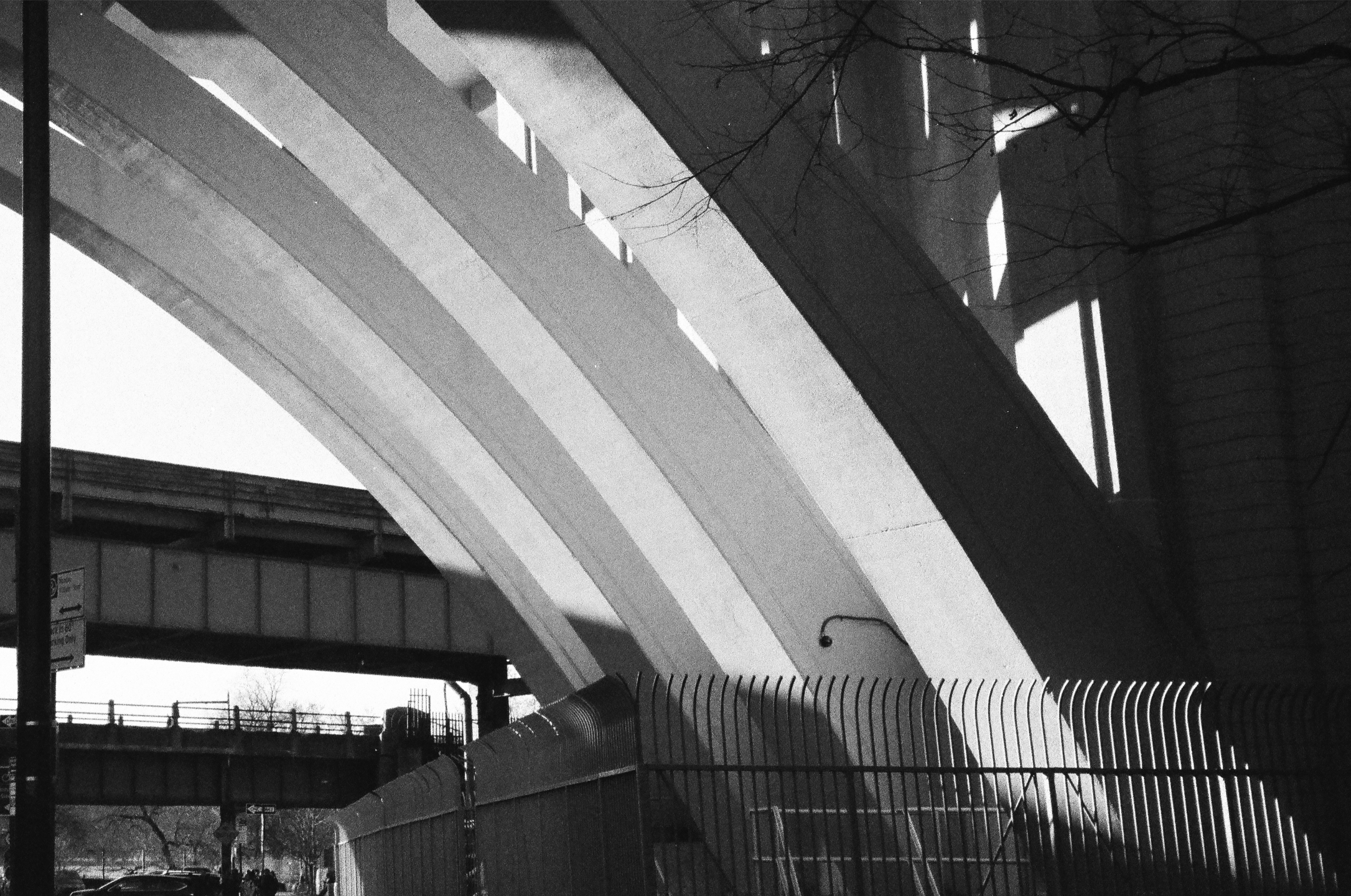Bridge and shadows in northern manhattan