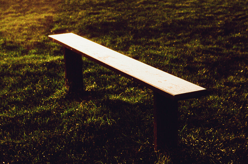 Bench catching light in Bridlington, Yorkshire
